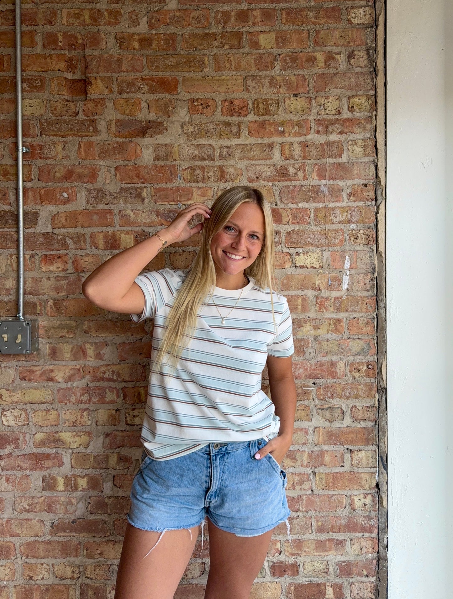 Asher Tee- Blue Stripe