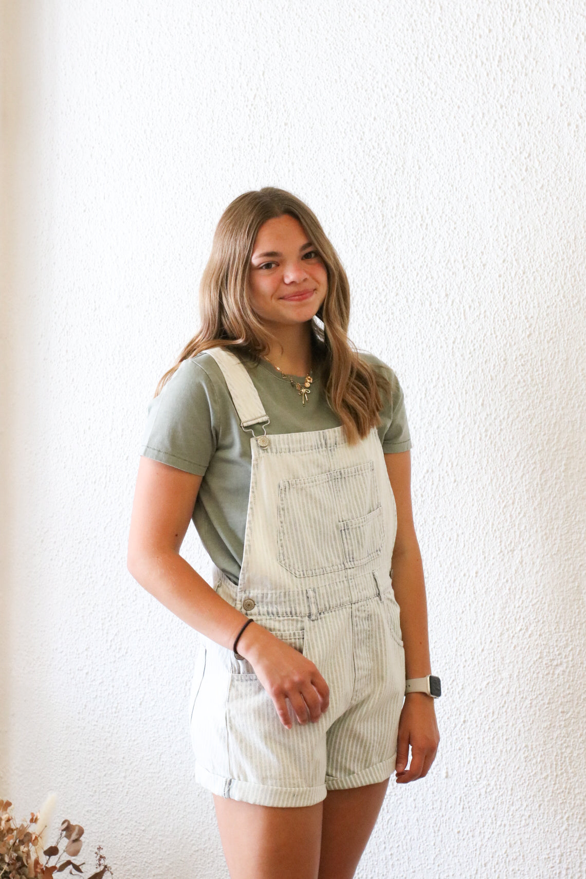 Pinstripe Denim Shortalls
