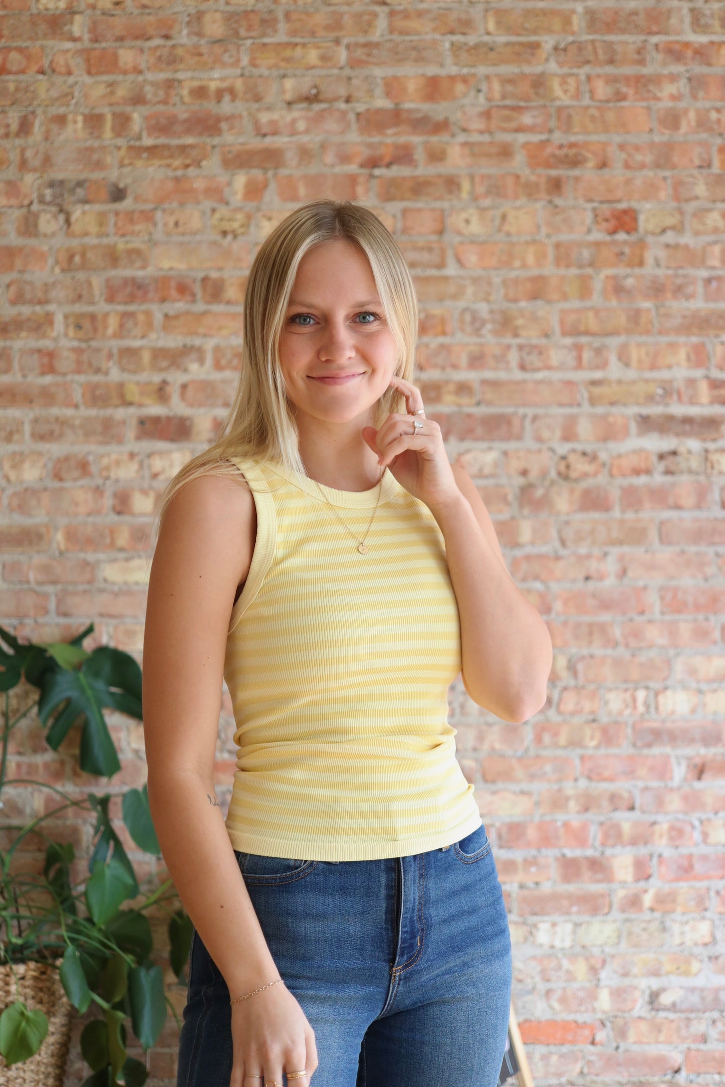 Reversible Stripe Tank: Yellow