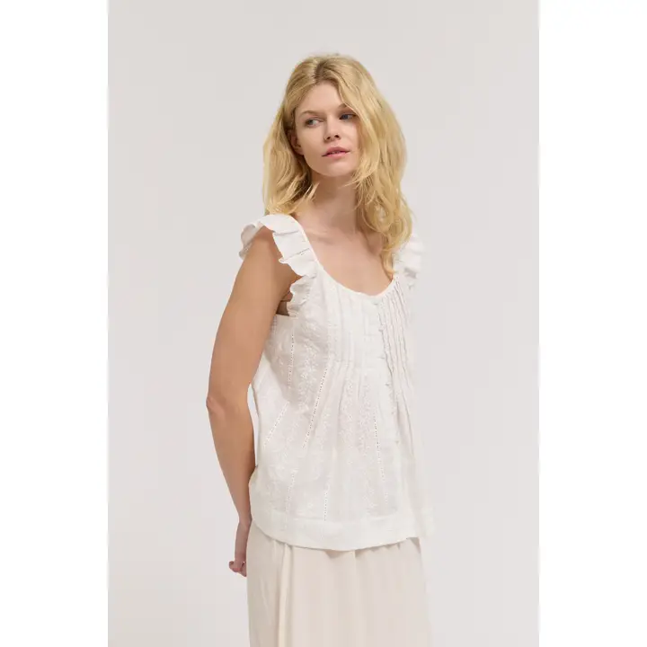 Eyelet Ruffle Tank