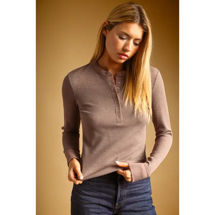 Revival Henley Top: Brown