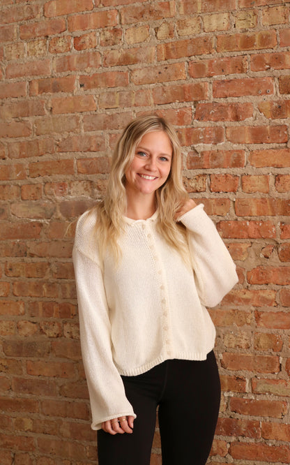 Knit Rolled Neck Cardigan