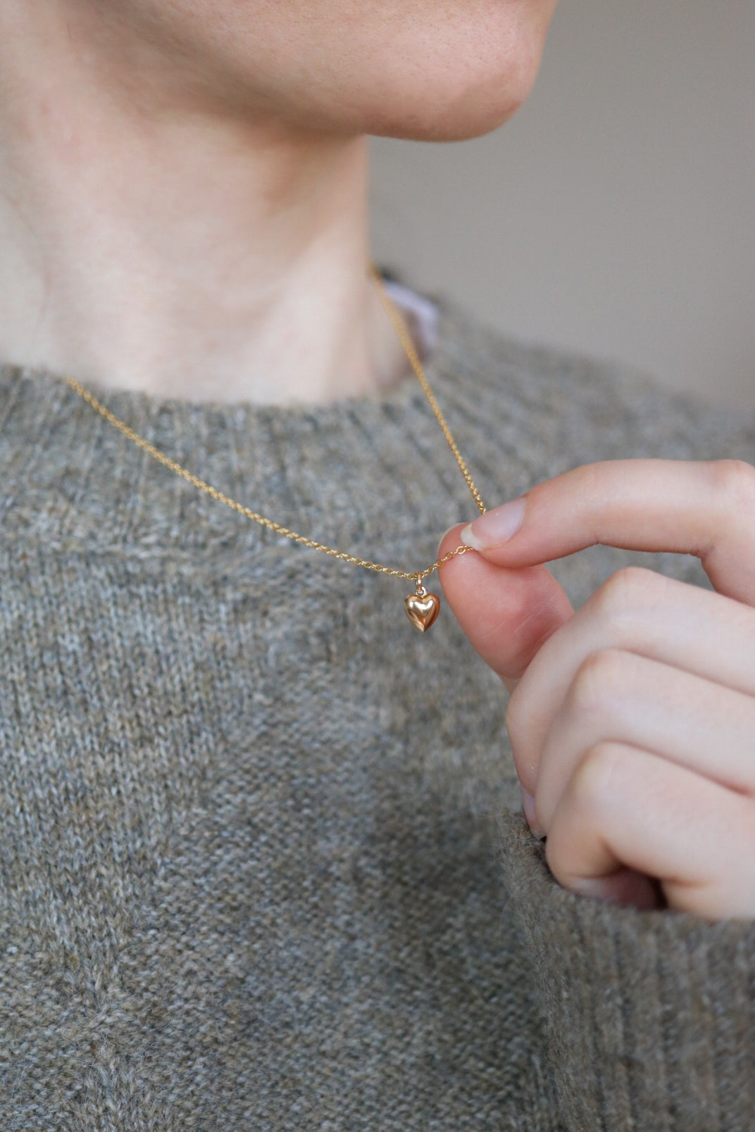 Tiny Puffy Heart Necklace