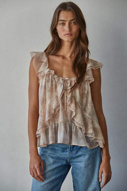 Rose Ruffle Tank