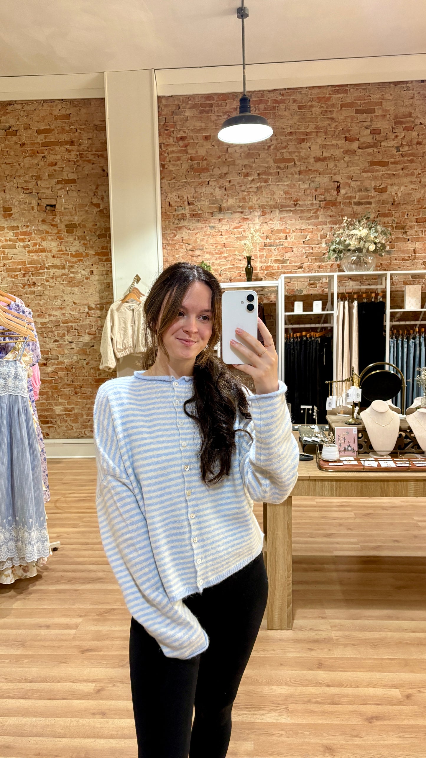 Piper Cardigan: Blue Stripes