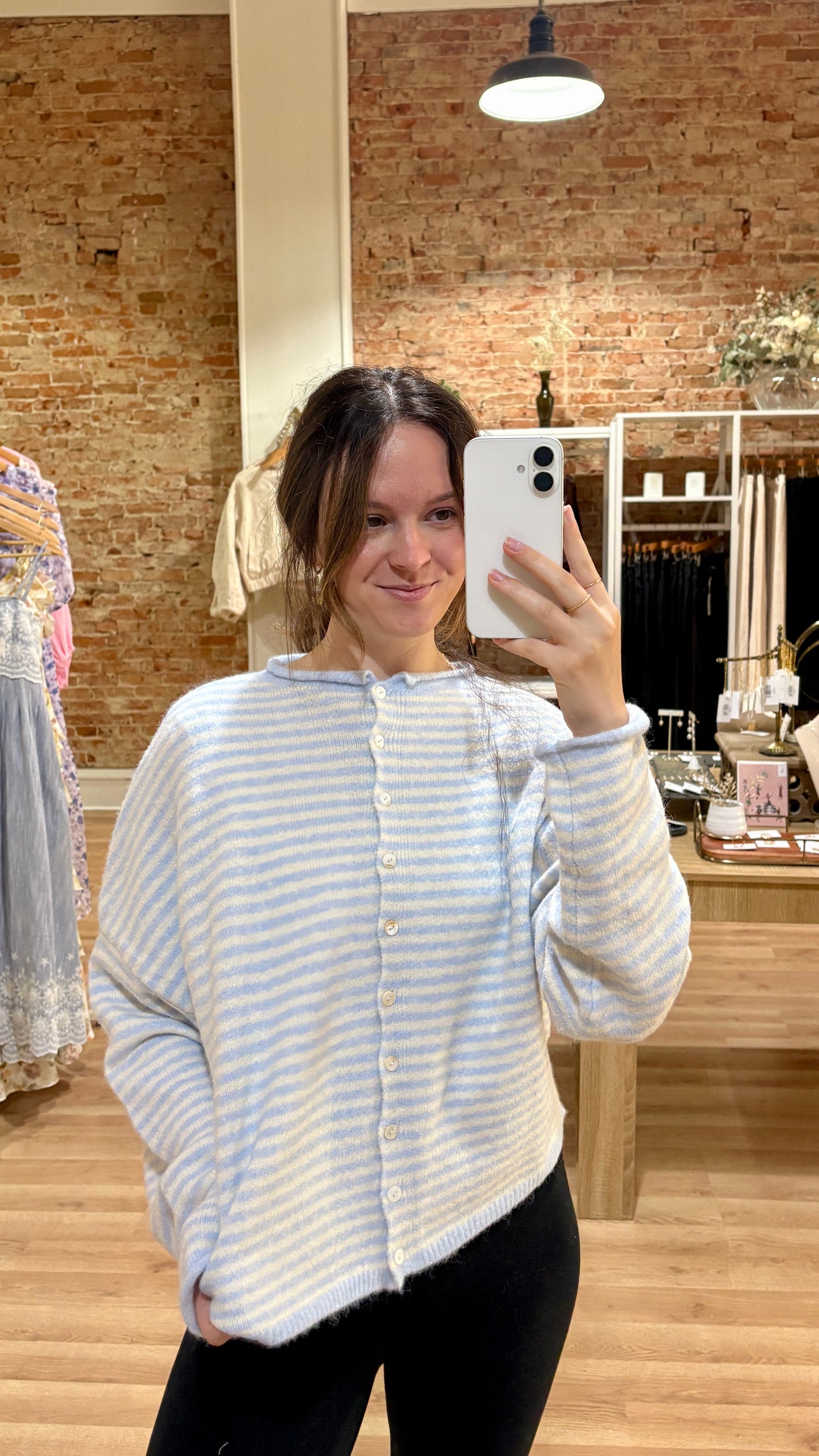 Piper Cardigan: Blue Stripes