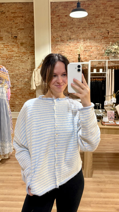 Piper Cardigan: Blue Stripes