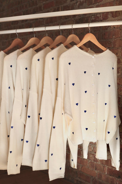 Piper Cardigan: Blue Hearts