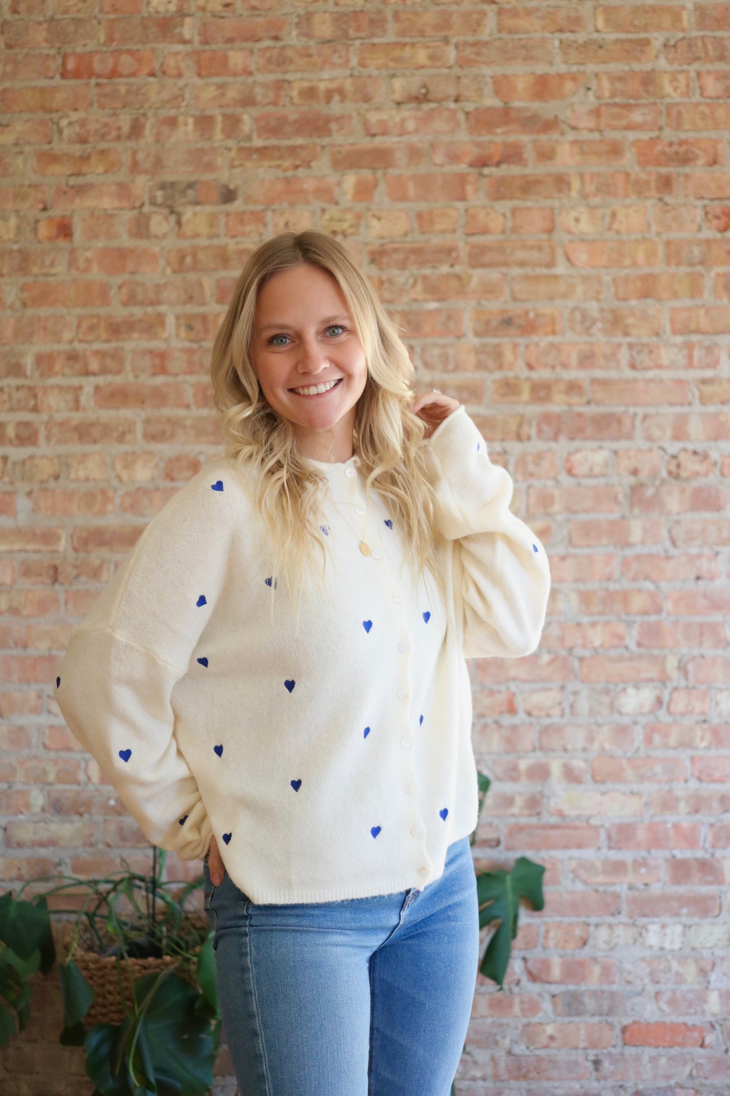 Piper Cardigan: Blue Hearts