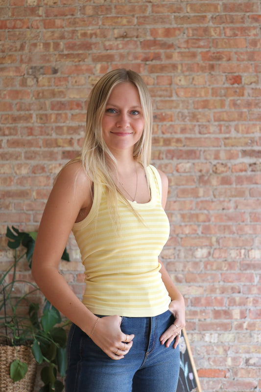 Reversible Stripe Tank: Yellow