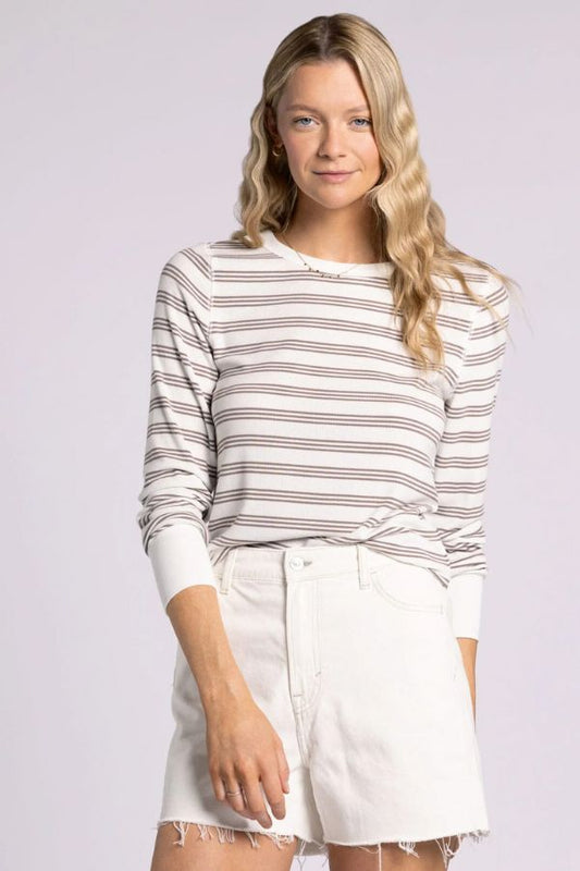 Stacy Top: Taupe Stripe