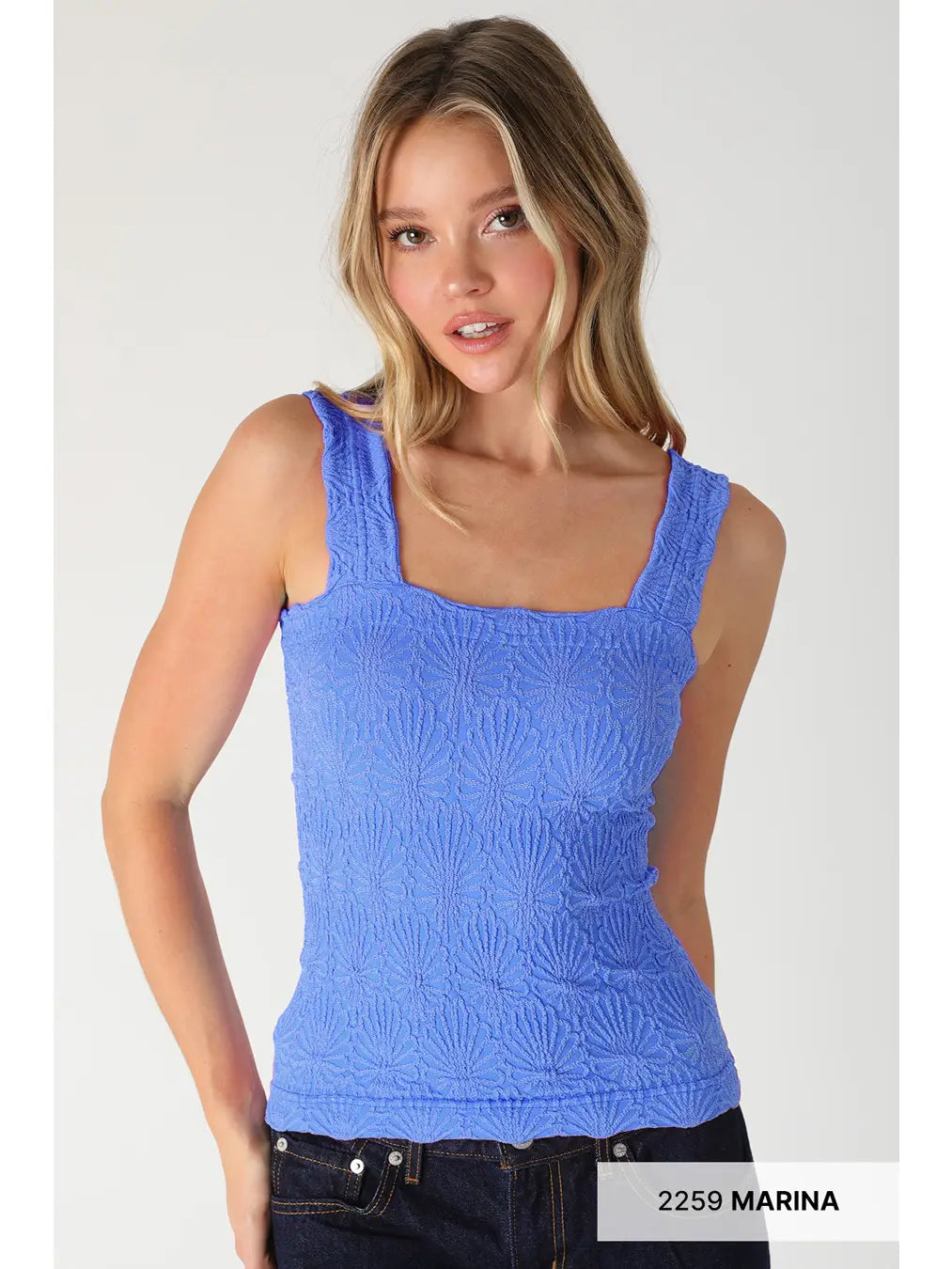 Lace Textured Tank: Marina