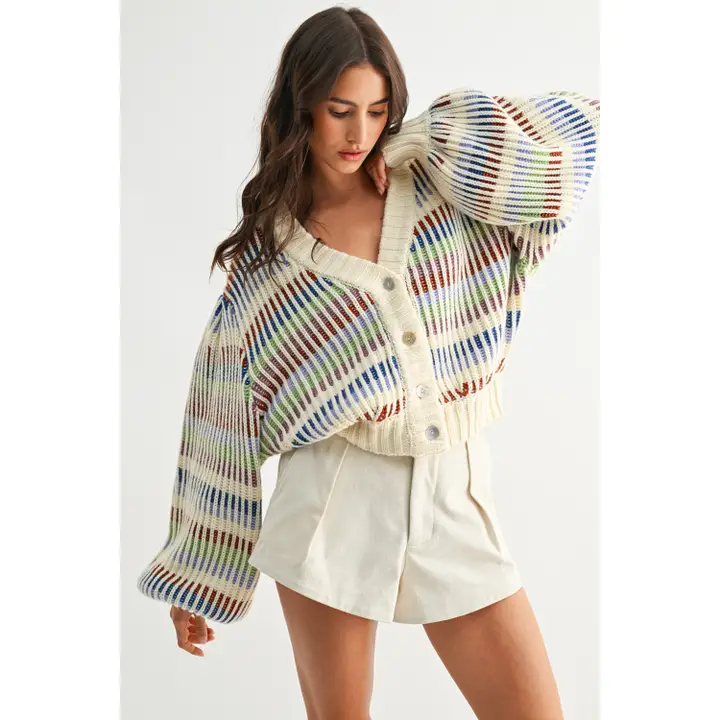 Colorful Chunky Knit Cardigan